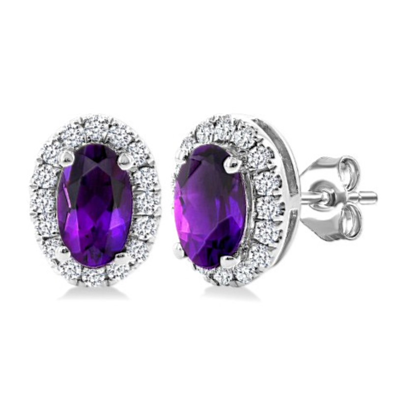 Amethyst And Diamond Earrings