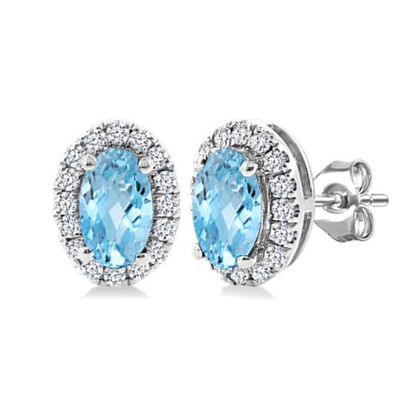 Aquamarine And Diamond Earrings