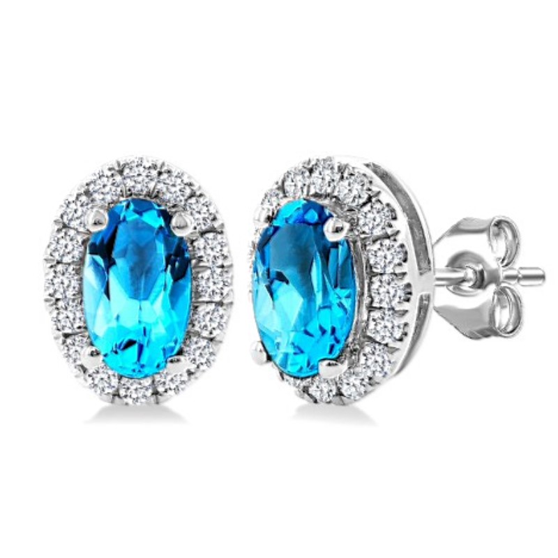 Blue Topaz And Diamond Earrings