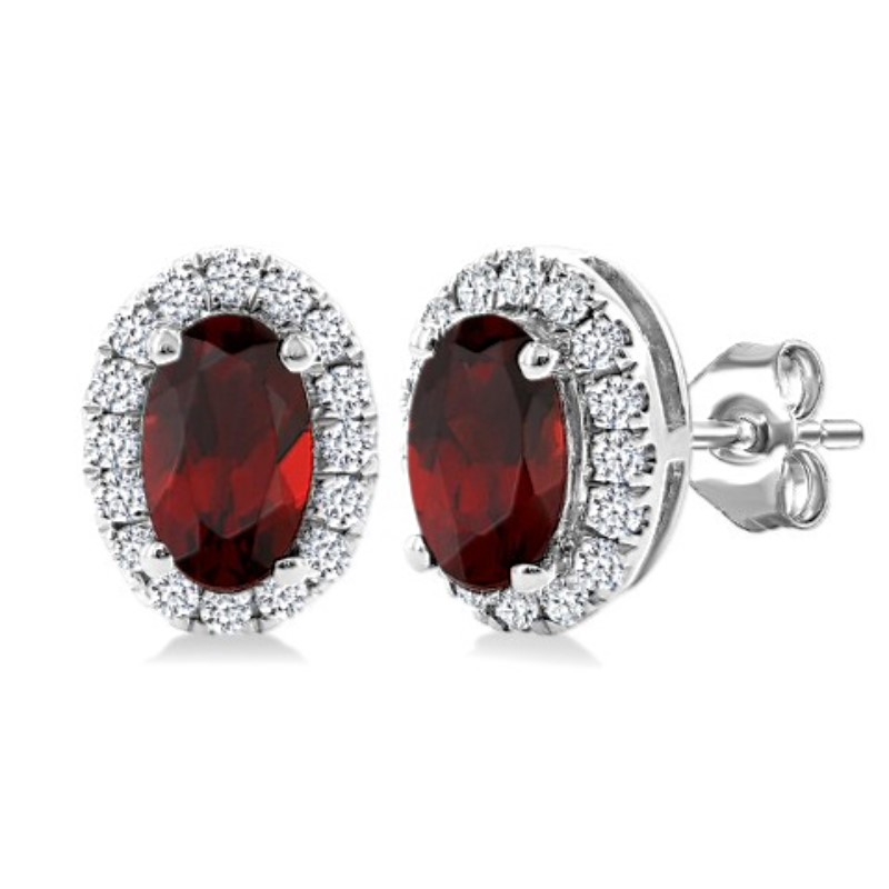 Garnet And Diamond Earrings