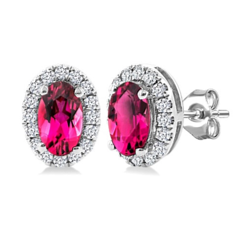 Pink Tourmaline And Diamond Earrings