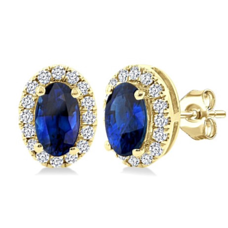 Blue Sapphire And Diamond Earrings