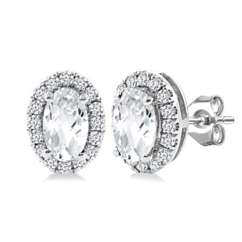 White Topaz And Diamond Earrings