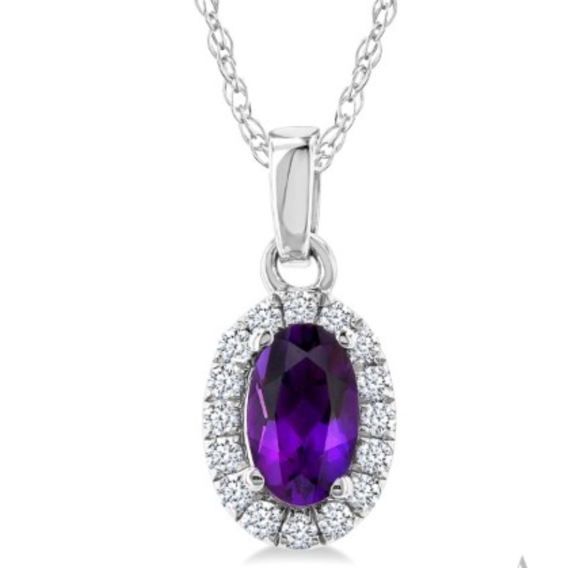 Amethyst And Diamond Pendant Necklace