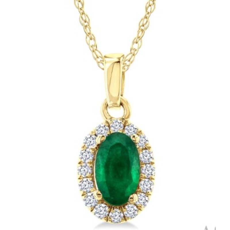 Emerald And Diamond Pendant Necklace