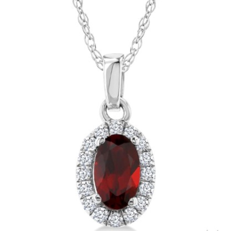 Garnet And Diamond Pendant Necklace
