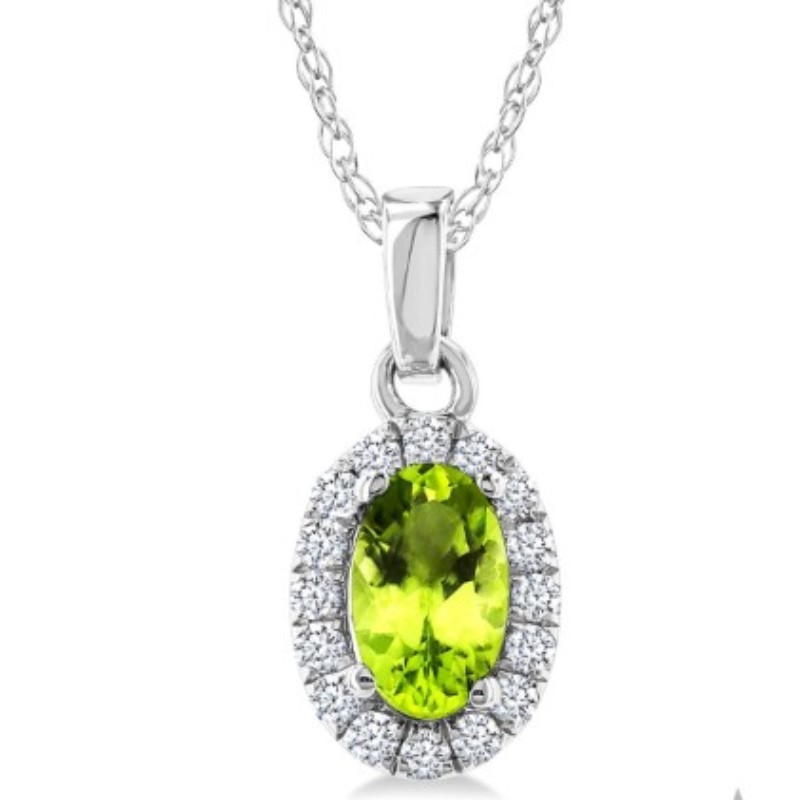 Peridot And Diamond Pendant Necklace