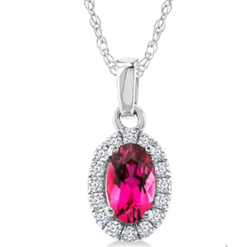 Pink Tourmaline And Diamond Pendant Necklace