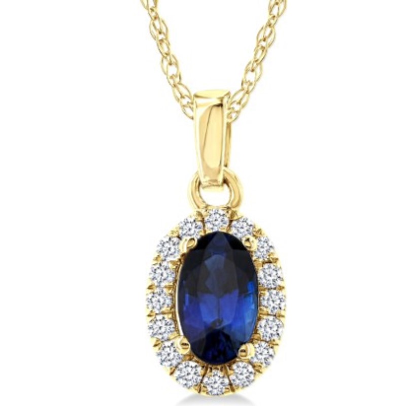 Blue Sapphire And Diamond Pendant Necklace