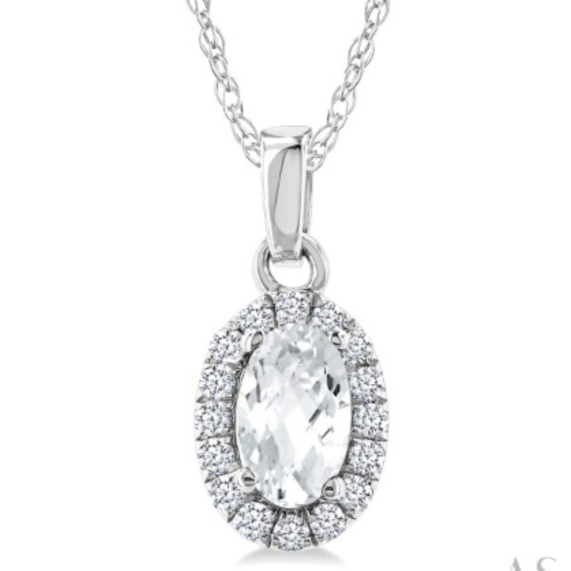 White Topaz And Diamond Pendant Necklace