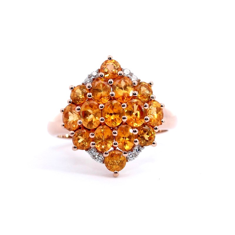 Estate Mandarin Garnet And Diamond Ring