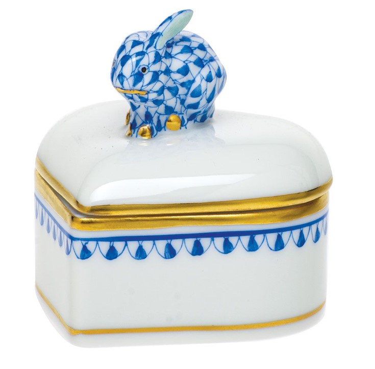 Herend Blue Bunny Heart Box
