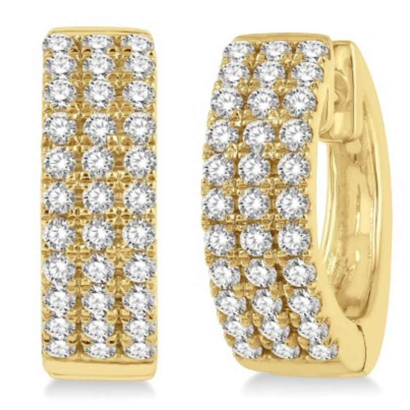 Three Row Petite Diamond Huggie Fashion Earrings