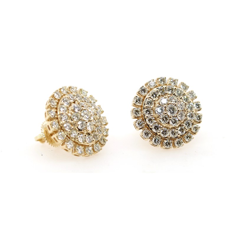 Estate Round Diamond Cluster Earrings