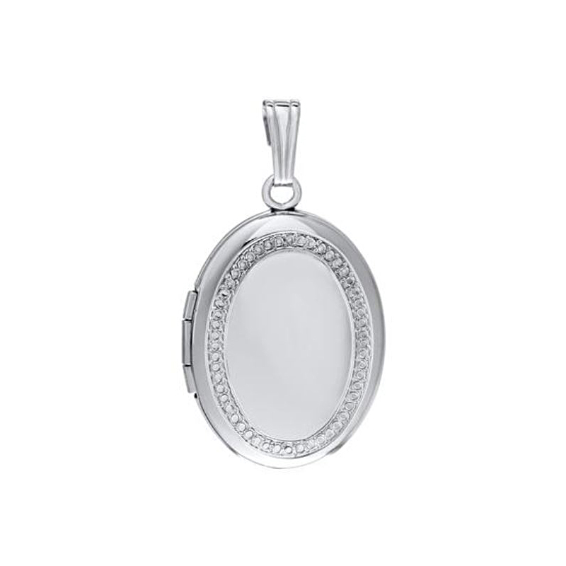 Sterling Silver Adult Oval Engraved Locket