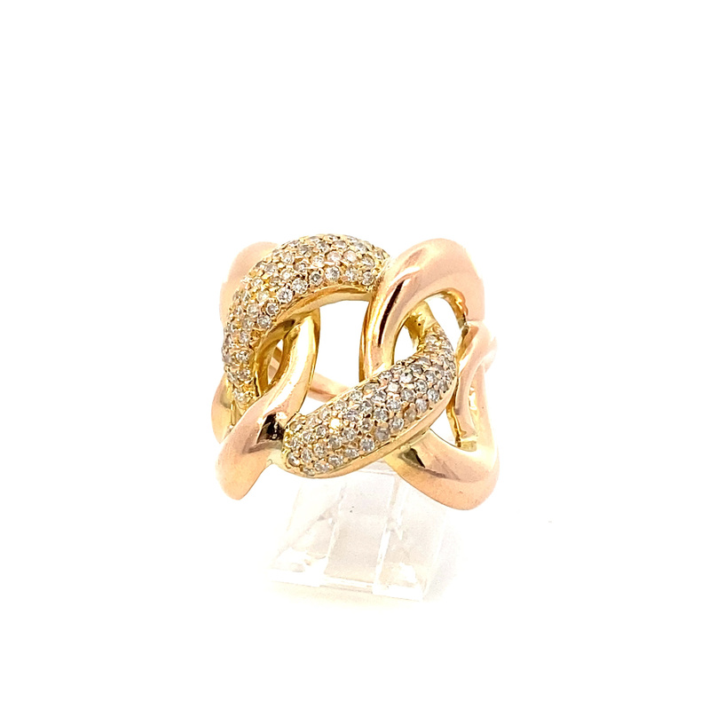 Estate 18 karat rose and yellow gold knot diamond ring