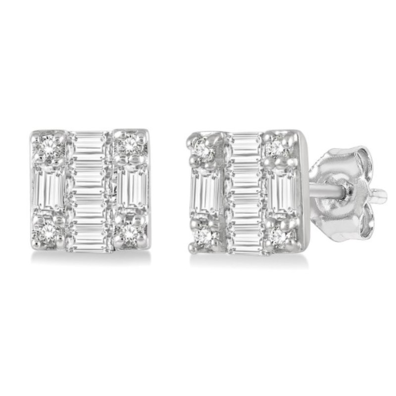 Square Petite Diamond Stud Earrings