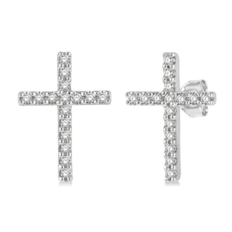 Petite Diamond Cross Stud Earrings