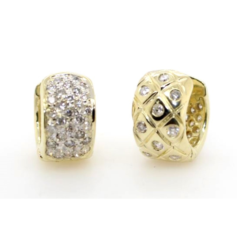 Estate 18 Karat Yellow Gold Diamond Huggie Earrings