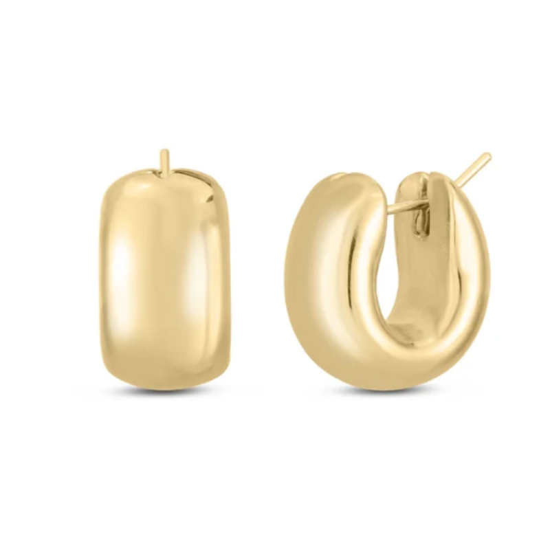 Roberto Coin Designer Gold Wide Huggie Earrings