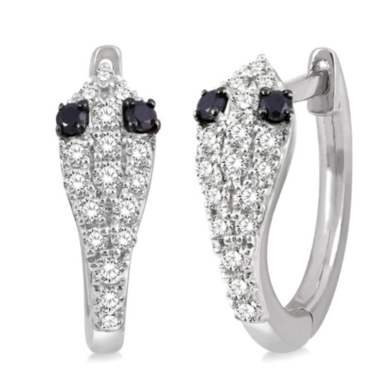 Snake Petite Black Diamond Huggie Fashion Earrings