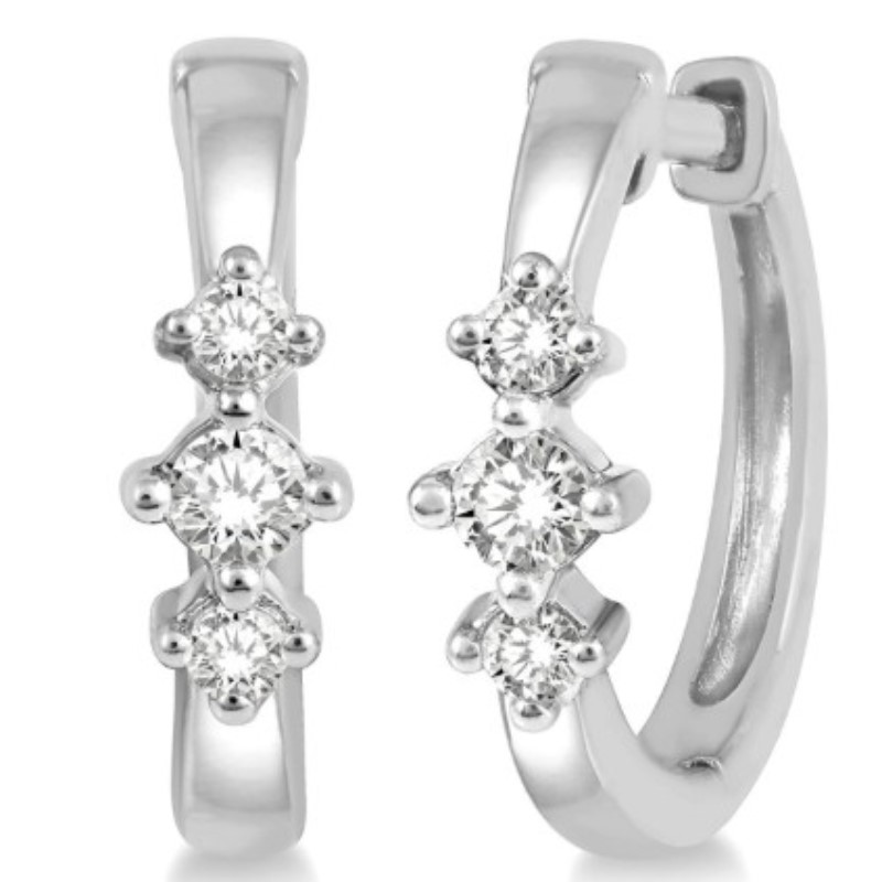 Past Present & Future Petite Diamond Huggie Fashion Earrings