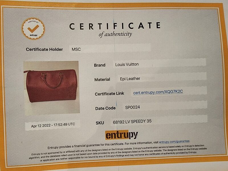 Louis Vuitton speedy 35cm satchel bag  castilian red epi leather  (AB)  certificate link   cert.entrupy.com/XQG7K2C  Date code  SP0024