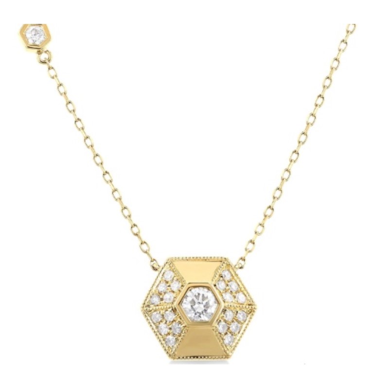 Hexagon Shape Diamond Fashion Necklace
