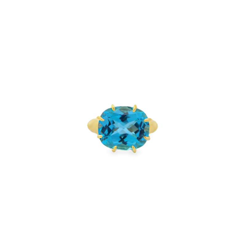 Mazza Cushion Cut Blue Topaz Multi Prong Ring
