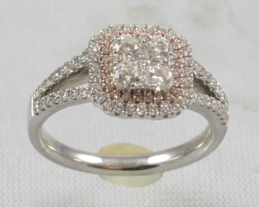 14 Karat White Gold White & Natural Pink Diamond Ring