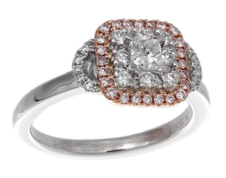 18 Karat White White & Pink Diamond Ring