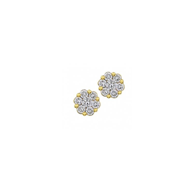 10 Karat Yellow Gold Diamond Cluster Earrings