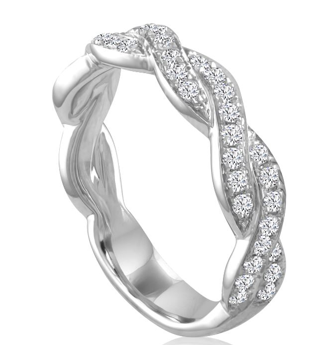 14 Karat White Gold Diamond Wedding Band