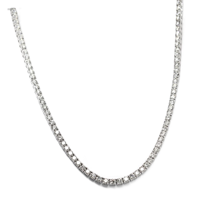 14 Karat White Gold Diamond Line Necklace