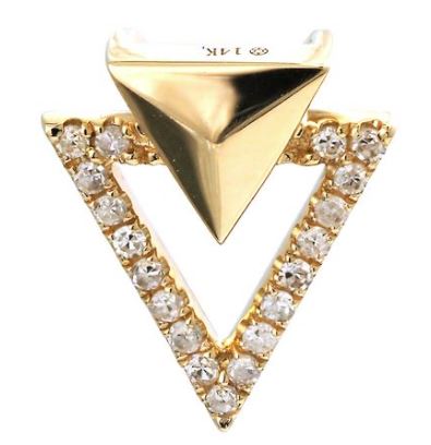 14 Karat Yellow Gold Diamond Triangle Pendant Necklace