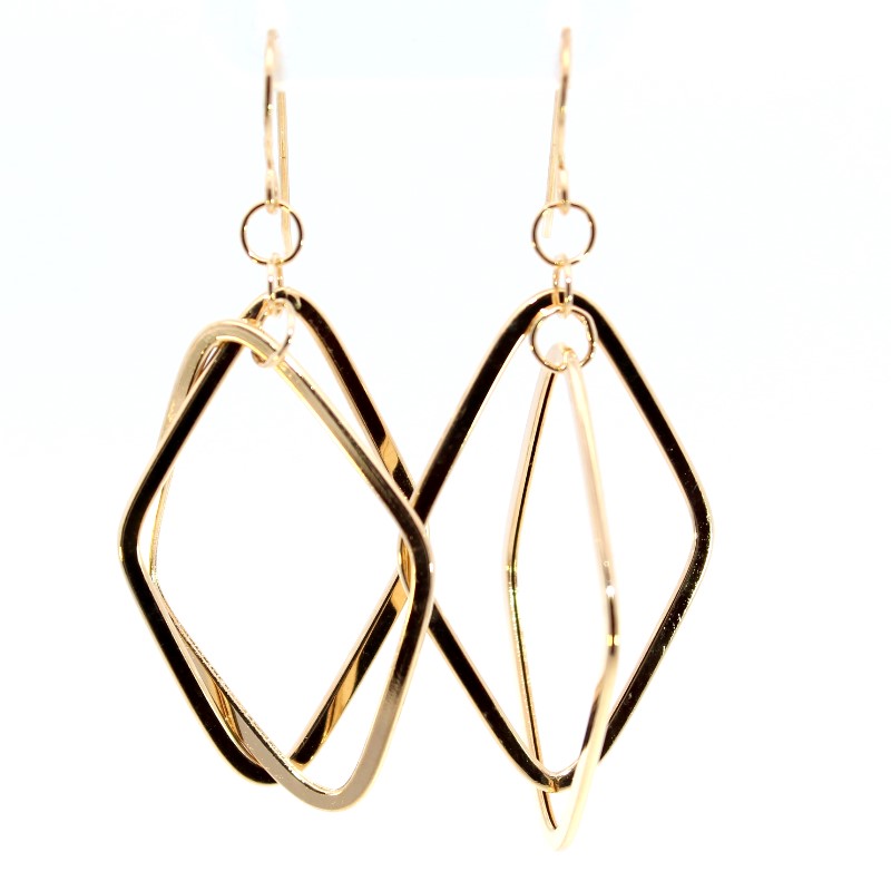 Estate 14 Karat Yellow Gold Geometric Dangle Earrings