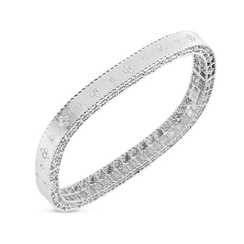 Roberto Coin 18kwhite gold Princess diamond hinged bangle