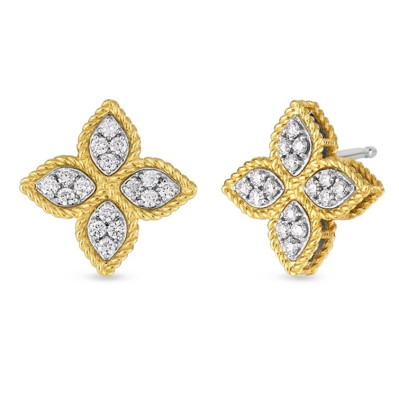 Roberto Coin Princess Flower Medium Diamond Earrings