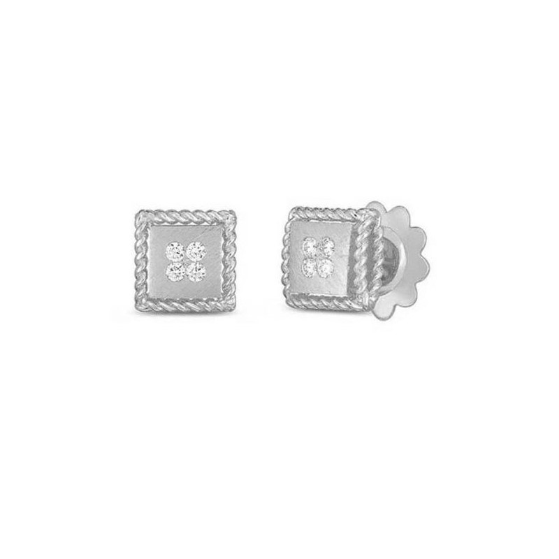 Roberto Coin Eighteen Karat White Gold Palazzo Ducale Diamond Stud Earrings