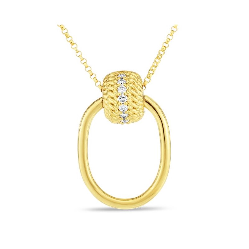 Roberto Coin Eighteen Karat Yellow  Gold Diamond Hoop Necklace From The Opera Collection