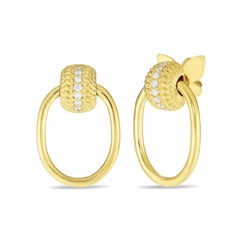 Roberto Coin18k  yellow gold diamond doorknocker style earrings from the Opera collection