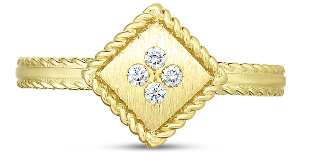 Roberto Coin 18k yellow gold Palazzo Ducale square diamond ring