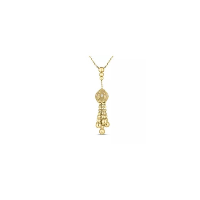 Roberto Coin 18 Karat Yellow Gold Diamond Princess Tassel Necklace