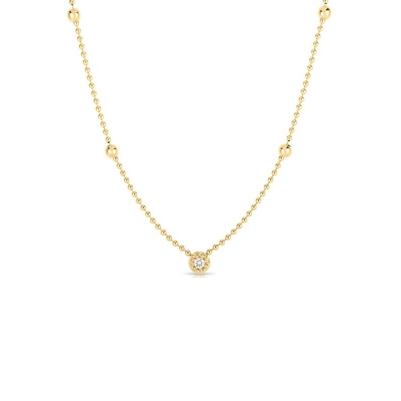 Roberto Coin 18 karat yellow gold Diamond by the Inch beaded diamond station necklace