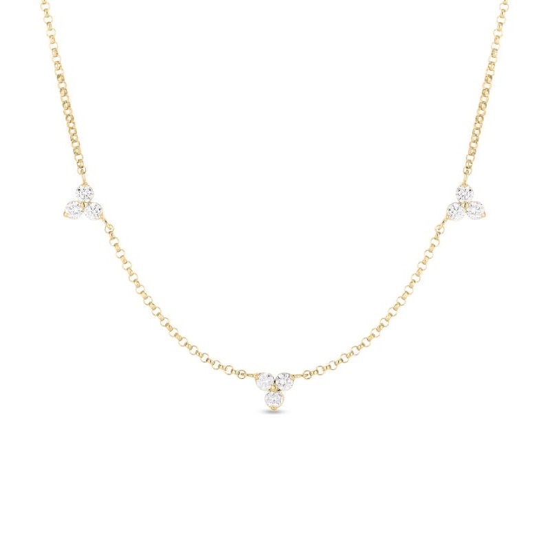 Roberto Coin 18 karat yellow gold diamond station necklace from the Diamonds by the Inch collection
