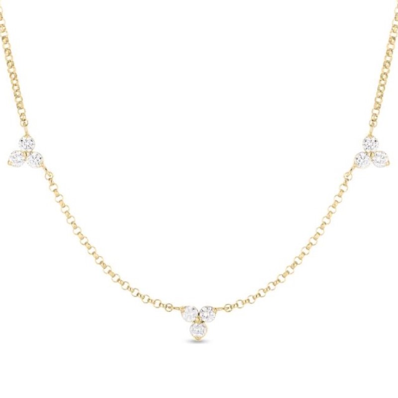 Roberto Coin 18 Karat Yellow Gold Diamond Station Necklace From The Diamonds By The Inch Collection