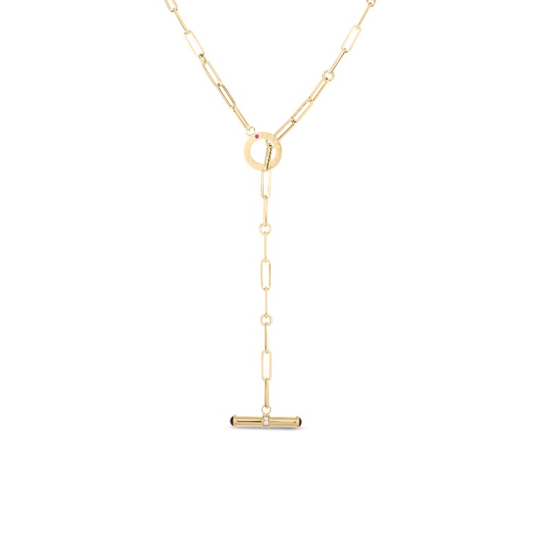 Robert Coin eighteen karat yellow gold Oro classic paperclip link toggle necklace