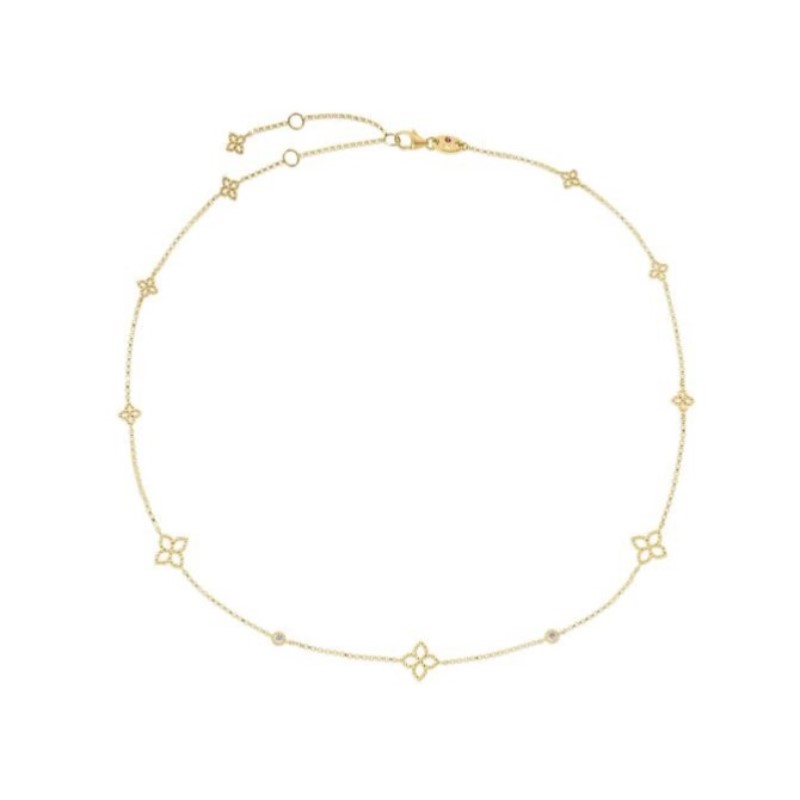 Roberto Coin Diamond and Flower Station Necklace