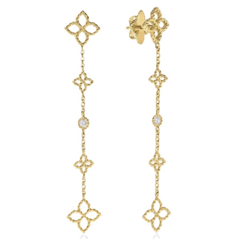 Roberto Coin Principessa Diamond And Flower Station Dangle Earrings Roberto Coin Principessa Diamond And Flower Station Dangle Earrings