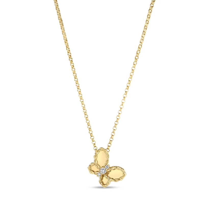 Roberto Coin Diamond Jasmine Butterfly Pendant Necklace